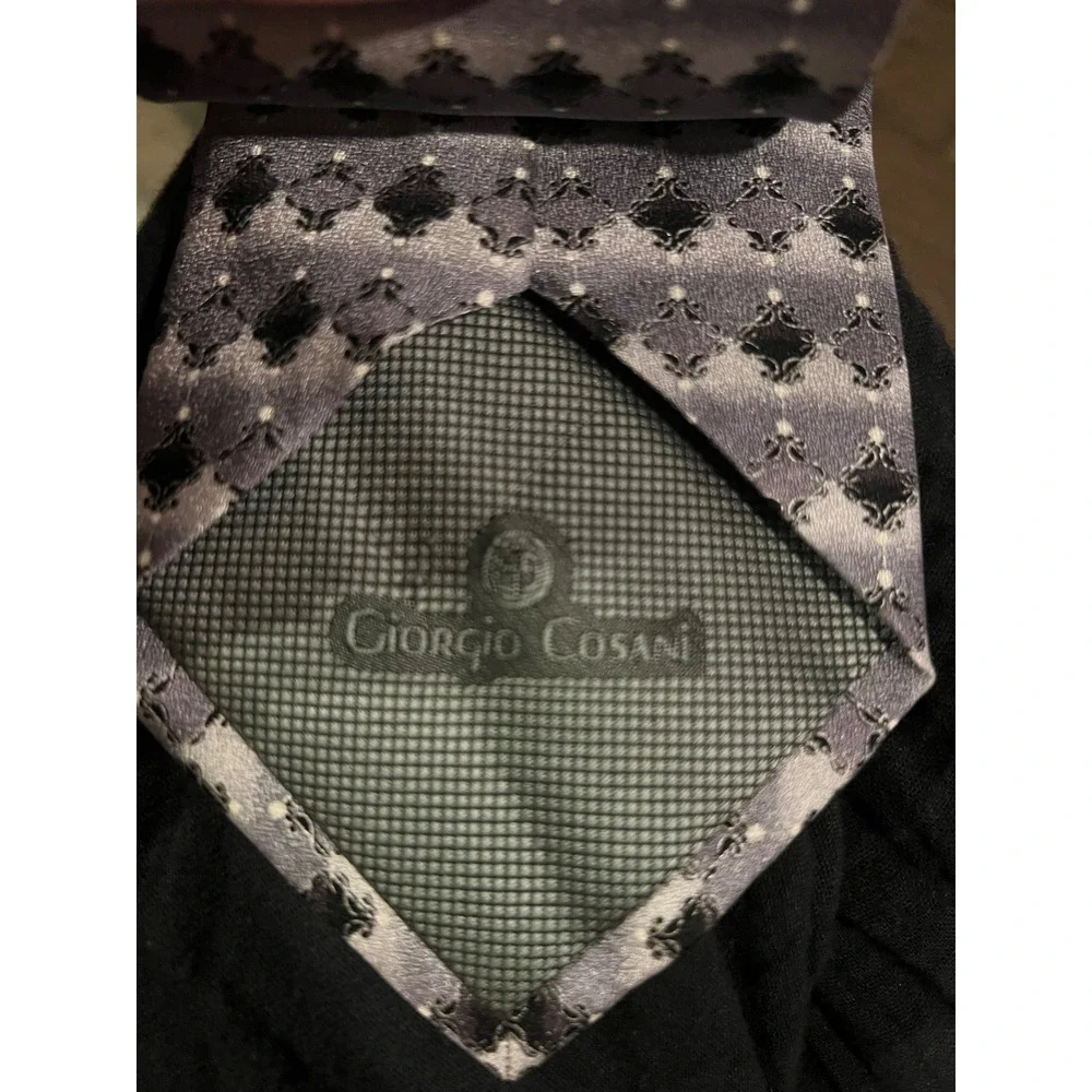 Giorgio Cosani Mens Necktie 100% Silk Geometric Diamond Grey OS